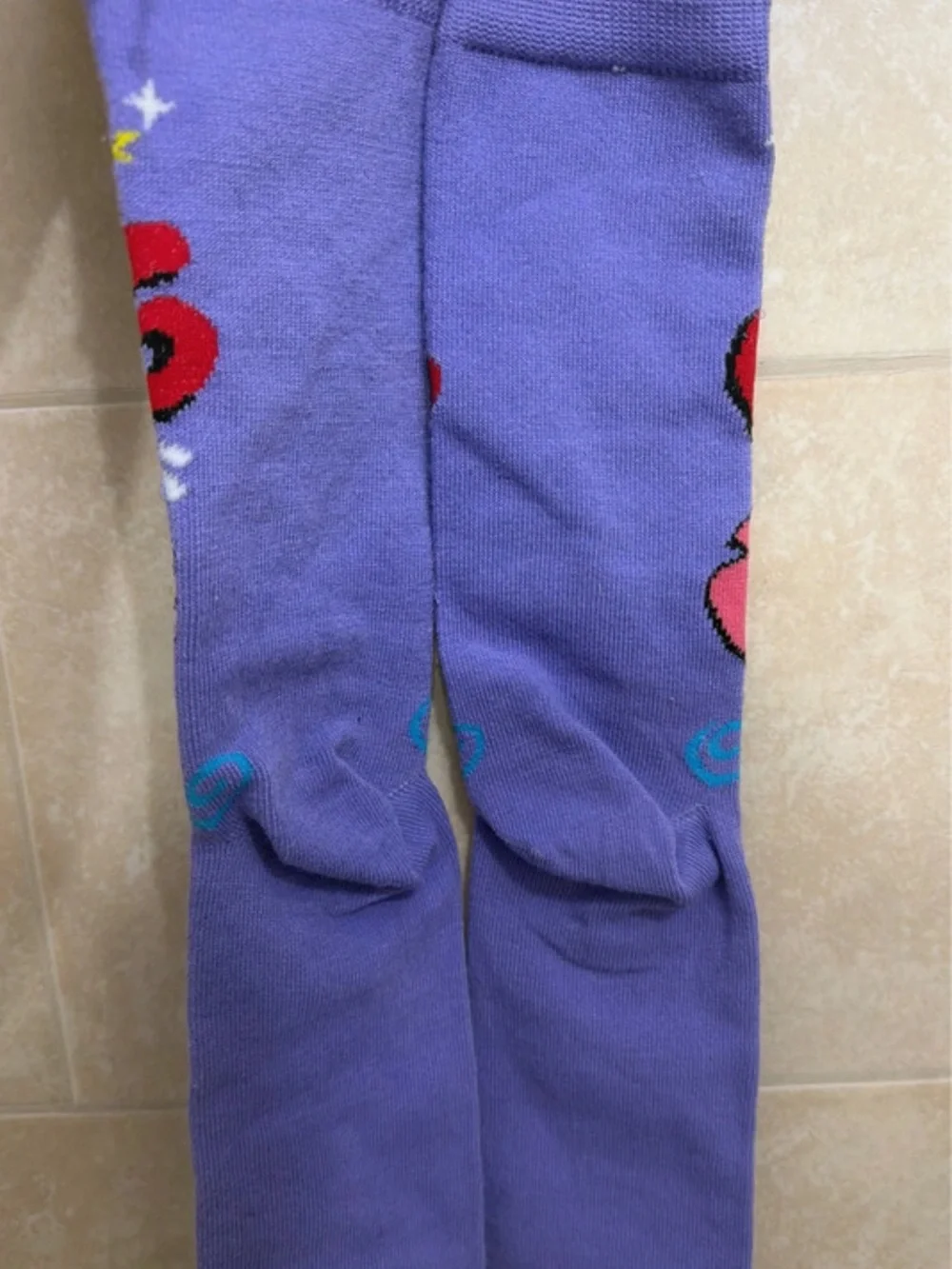 Stitch's Purple Kids Character Socks with Red and Yellow Accents